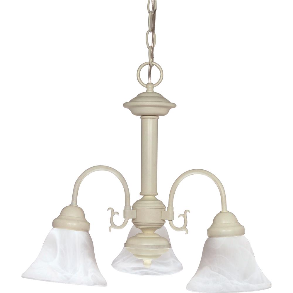 Nuvo Lighting 60/188  Ballerina - 3 Light - 20" - Chandelier with Alabaster Glass Bell Shades in Textured White Finish